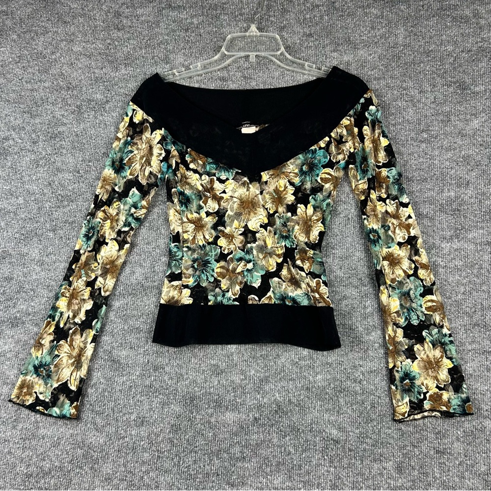 Y2K Unit USA Floral Off-Shoulder Top with Bell Sleeves